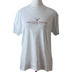 Kate Lord‎ Hilton Head National Rhinestone Tee White 100% Cotton L